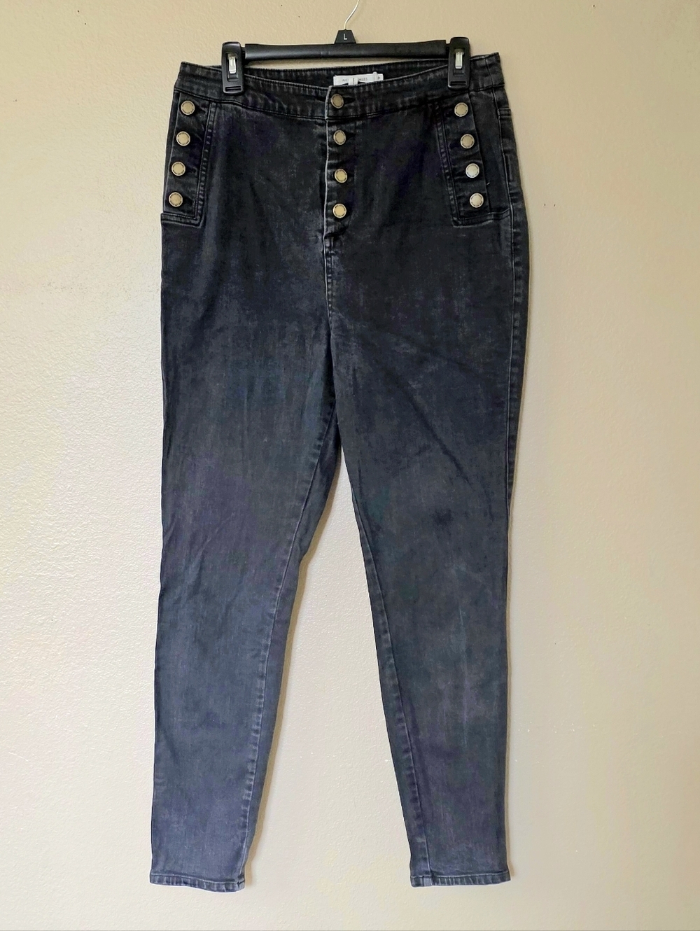 Avec Les Filles Womens Black Button Accent High Rise  Denim Jeans - Size 31